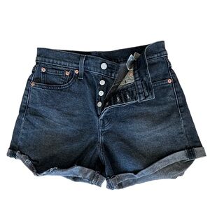 Levi’s button up short dark gray washed black denim shorts